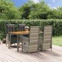 Set comedor de jardín 5 piezas con cojines ratán sintético gris en Conjuntos de jardín | Comprar online en Foru.es