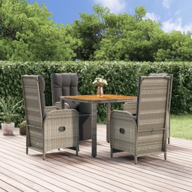 Set comedor de jardín 5 piezas con cojines ratán sintético gris en Conjuntos de jardín | Comprar online en Foru.es
