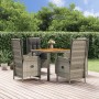 Set comedor de jardín 5 piezas con cojines ratán sintético gris en Conjuntos de jardín | Comprar online en Foru.es
