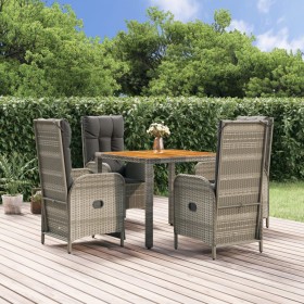 Set comedor de jardín 5 piezas con cojines ratán sintético gris en Conjuntos de jardín | Comprar online en Foru.es