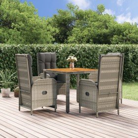 Set comedor de jardín 5 piezas con cojines ratán sintético gris en Conjuntos de jardín | Comprar online en Foru.es