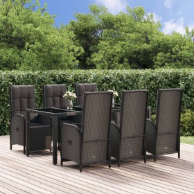 Set de comedor de jardín 7 pzas y cojines ratán sintético negro en Conjuntos de jardín | Comprar online en Foru.es