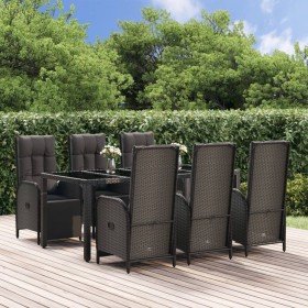 Set de comedor de jardín 7 pzas y cojines ratán sintético negro en Conjuntos de jardín | Comprar online en Foru.es