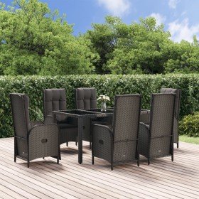 Set de comedor de jardín 7 pzas y cojines ratán sintético negro en Conjuntos de jardín | Comprar online en Foru.es