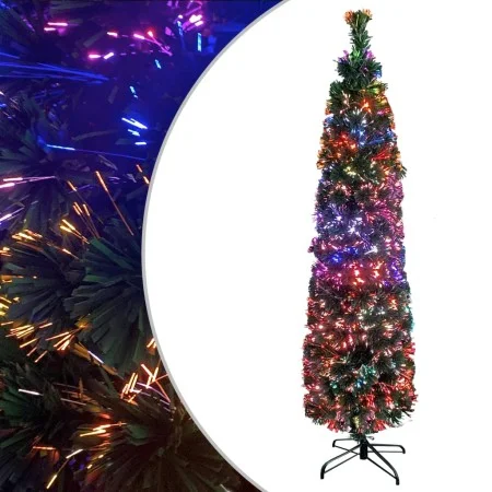 Árbol Navidad estrecho artificial soporte fibra óptica 120 cm de vidaXL, Arboles de navidad - Ref: Foro24-328443, Precio: 51,...