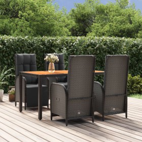Set de muebles jardín 5 pzas con cojines ratán sintético negro en Conjuntos de jardín | Comprar online en Foru.es