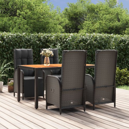 Set de muebles jardín 5 pzas con cojines ratán sintético negro en Conjuntos de jardín | Comprar online en Foru.es