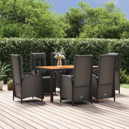 Set de comedor de jardín 7 pzas y cojines ratán sintético negro en Conjuntos de jardín | Comprar online en Foru.es