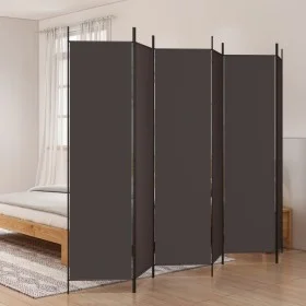 Biombo divisor de 6 paneles de tela marrón 300x200 cm de vidaXL, Divisores de ambientes - Ref: Foro24-350191, Precio: 46,19 €...
