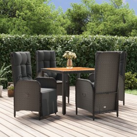 Set de muebles jardín 5 pzas con cojines ratán sintético negro en Conjuntos de jardín | Comprar online en Foru.es