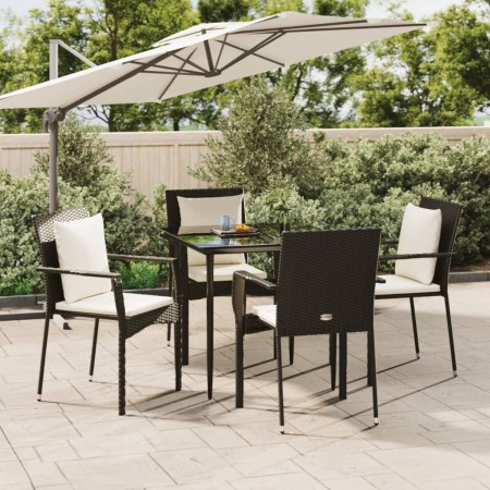 Set de muebles jardín 5 pzas con cojines ratán sintético negro en Conjuntos de jardín | Comprar online en Foru.es