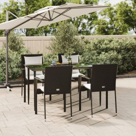 Set de muebles jardín 5 pzas con cojines ratán sintético negro en Conjuntos de jardín | Comprar online en Foru.es