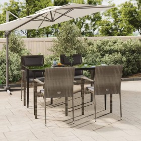 Set comedor jardín 5 pzas y cojines ratán sintético negro gris en Conjuntos de jardín | Comprar online en Foru.es