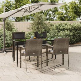 Set comedor jardín 5 pzas y cojines ratán sintético negro gris en Conjuntos de jardín | Comprar online en Foru.es