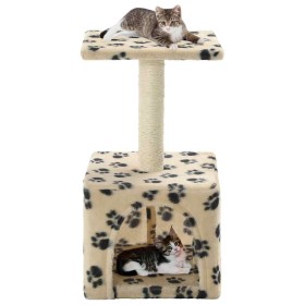 Rascador para gatos con poste de sisal 55 cm huellas beige en Mobiliario para gatos | Comprar online en Foru.es