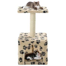 Rascador para gatos con poste de sisal 55 cm huellas beige en Mobiliario para gatos | Comprar online en Foru.es