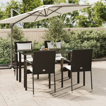Set de muebles jardín 5 pzas con cojines ratán sintético negro en Conjuntos de jardín | Comprar online en Foru.es