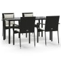 Set de muebles jardín 5 pzas con cojines ratán sintético negro en Conjuntos de jardín | Comprar online en Foru.es