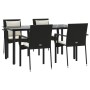 Set de muebles jardín 5 pzas con cojines ratán sintético negro en Conjuntos de jardín | Comprar online en Foru.es