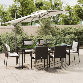 Set de comedor de jardín 7 pzas y cojines ratán sintético negro en Conjuntos de jardín | Comprar online en Foru.es