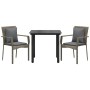 Set comedor jardín 3 pzas y cojines ratán sintético negro gris en Conjuntos de jardín | Comprar online en Foru.es