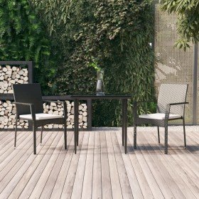 Set comedor de jardín 3 pzas con cojines ratán sintético negro en Conjuntos de jardín | Comprar online en Foru.es