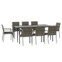 Set comedor jardín 9 pzas y cojines ratán sintético negro gris en Conjuntos de jardín | Comprar online en Foru.es