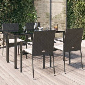 Set de muebles jardín 5 pzas con cojines ratán sintético negro en Conjuntos de jardín | Comprar online en Foru.es