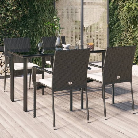 Set de muebles jardín 5 pzas con cojines ratán sintético negro en Conjuntos de jardín | Comprar online en Foru.es