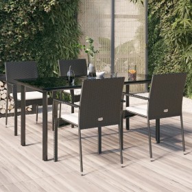 Set de muebles jardín 5 pzas con cojines ratán sintético negro en Conjuntos de jardín | Comprar online en Foru.es
