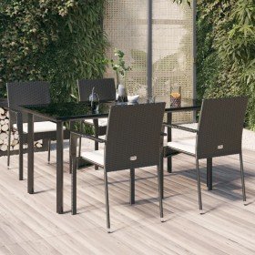 Set de muebles jardín 5 pzas con cojines ratán sintético negro en Conjuntos de jardín | Comprar online en Foru.es