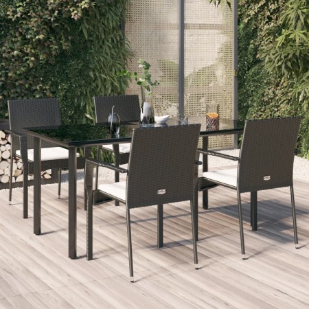 Set de muebles jardín 5 pzas con cojines ratán sintético negro en Conjuntos de jardín | Comprar online en Foru.es