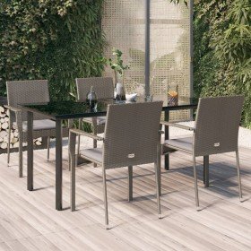 Set comedor jardín 5 pzas y cojines ratán sintético negro gris en Conjuntos de jardín | Comprar online en Foru.es