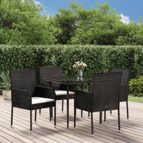 Set de muebles jardín 5 pzas con cojines ratán sintético negro en Conjuntos de jardín | Comprar online en Foru.es