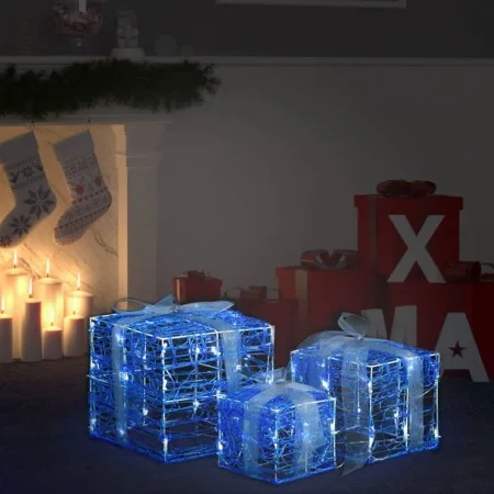 Caja decorativa de regalo Navidad acrílico 3 pzas blanco frío de vidaXL, Luces de Navidad - Ref: Foro24-328791, Precio: 39,51...