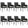 Set de comedor de jardín 9 pzas y cojines ratán sintético negro en Conjuntos de jardín | Comprar online en Foru.es