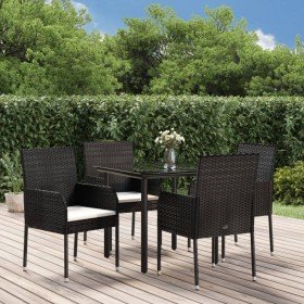 Set de muebles jardín 5 pzas con cojines ratán sintético negro en Conjuntos de jardín | Comprar online en Foru.es