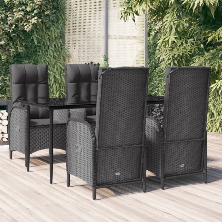 Set de muebles jardín 5 pzas con cojines ratán sintético negro en Conjuntos de jardín | Comprar online en Foru.es