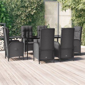 Set de comedor de jardín 7 pzas y cojines ratán sintético negro en Conjuntos de jardín | Comprar online en Foru.es