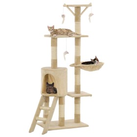 Rascador para gatos con poste de sisal 138 cm beige en Mobiliario para gatos | Comprar online en Foru.es