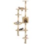 Rascador de gatos de pared con poste de sisal 194 cm beige en Mobiliario para gatos | Comprar online en Foru.es