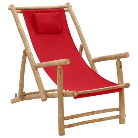 Silla de playa de bambú y lona rojo en Sillas de jardín | Comprar online en Foru.es