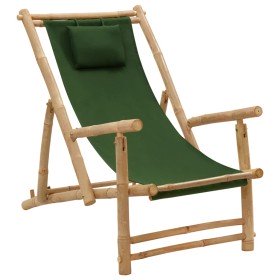 Silla de playa de bambú y lona verde en Sillas de jardín | Comprar online en Foru.es