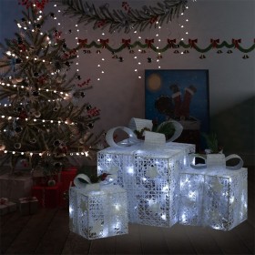 Caja regalo decorativa Navidad 3 pzas blanca exterior/interior de vidaXL, Luces de Navidad - Ref: Foro24-329766, Precio: 47,1...