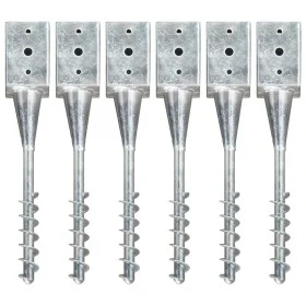 Erdspieße 6 Stück Stahl verzinkt silber 9x9x56 cm von vidaXL, Spikes zur Verankerung im Boden - Ref: Foro24-145440, Preis: 93...