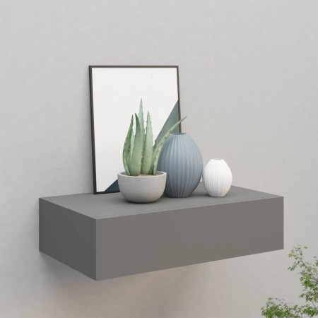 Estante con cajón de pared MDF gris 40x23,5x10 cm de vidaXL, Estantes y estanterías - Ref: Foro24-330245, Precio: 49,82 €, De...