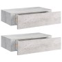 Estante de pared con cajón 2 uds MDF gris hormigón 40x23,5x10cm de vidaXL, Estantes y estanterías - Ref: Foro24-330252, Preci...