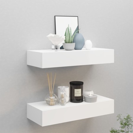Estantes de pared con cajón 2 uds MDF blanco 60x23,5x10 cm de vidaXL, Estantes y estanterías - Ref: Foro24-330256, Precio: 80...