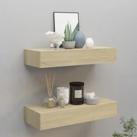 Estantes de pared con cajón 2 uds MDF roble 60x23,5x10 cm de vidaXL, Estantes y estanterías - Ref: Foro24-330262, Precio: 95,...