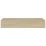 Estantes de pared con cajón 2 uds MDF roble 60x23,5x10 cm de vidaXL, Estantes y estanterías - Ref: Foro24-330262, Precio: 95,...